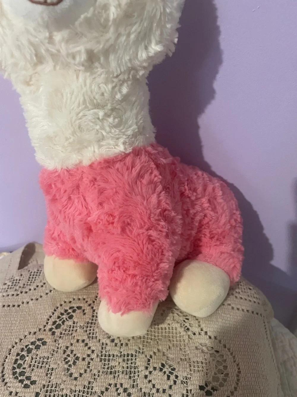 Plush Llama  - white  and  Pink Soft Stuffed Animal